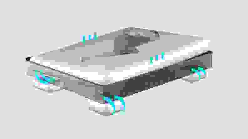 A diagram of a person sleeping on an ANSSil Sleepinbody-Incline Smart Mattress with arrows pointing to the sensors under the mattress.