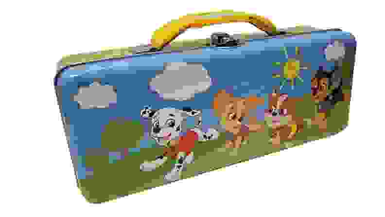 Paw Patrol themed tin pencil case.