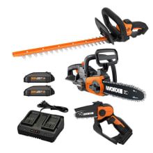 Product image of Worx hedge trimmer, pruning saw, and chainsaw combo
