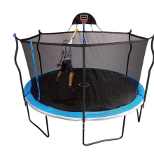 Product image of Sportspower Bounce Pro 14-inch trampoline with heavy duty basketball system