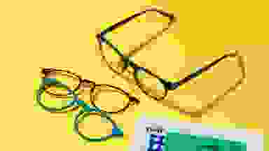 Eyeglasses on yellow background