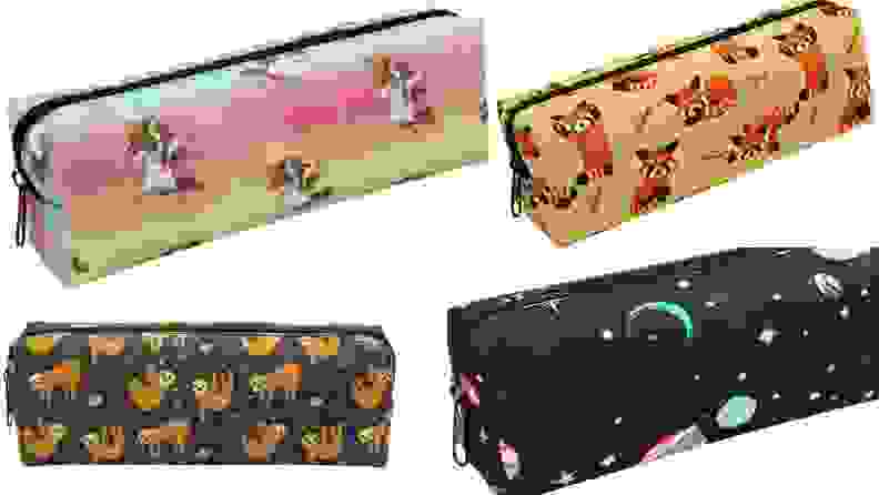 Four different mutli-colored pencil pouches.