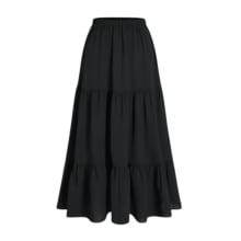 Product image of Solid Elastic Waist Ruffle Hem Tiered Midi Skirt