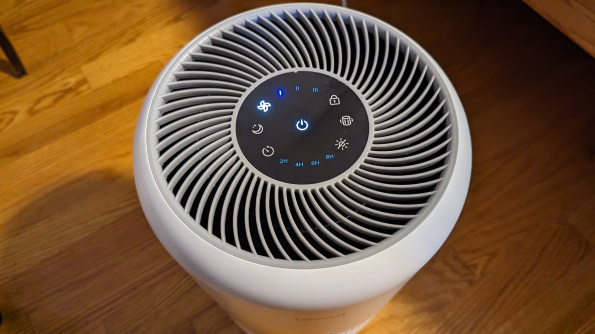 Close-up overhead shot of the Levoit Core 300 air purifier.
