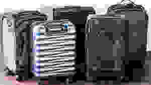 Osprey carry-on, Samsonite carry-on, and TravelPro carry-on next to each other