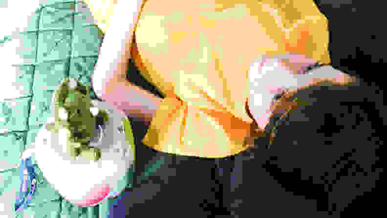 A child listening to a Storypod