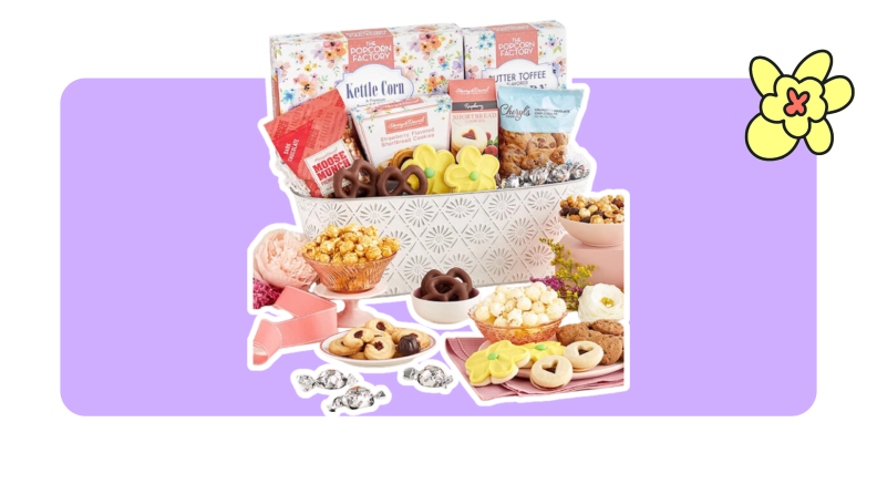 A basket full of sweet and savory treats