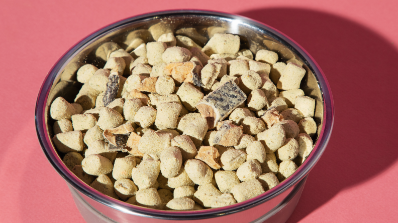 A bowl of kibble from spot and tango