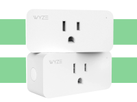 Two Wyze smart plugs stacked on top of one another